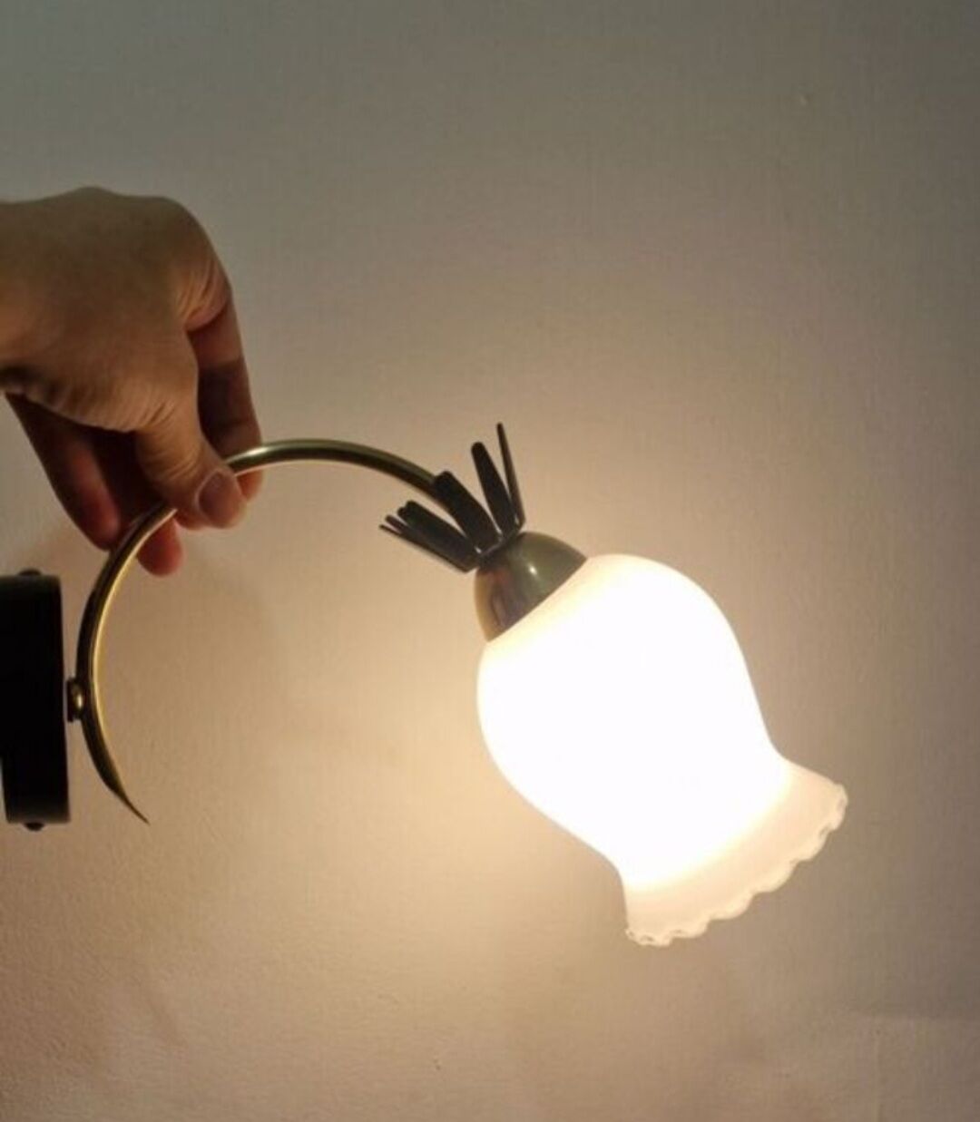 Duo of opaline brass wall lamps black or white finish of your choice