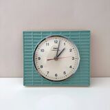 Vintage dugena wall clock, ceramic clock, pastel green, mid century clock
