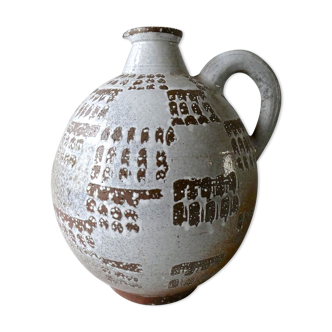 Enamelled sandstone vase by Joel Baudouin 1960s