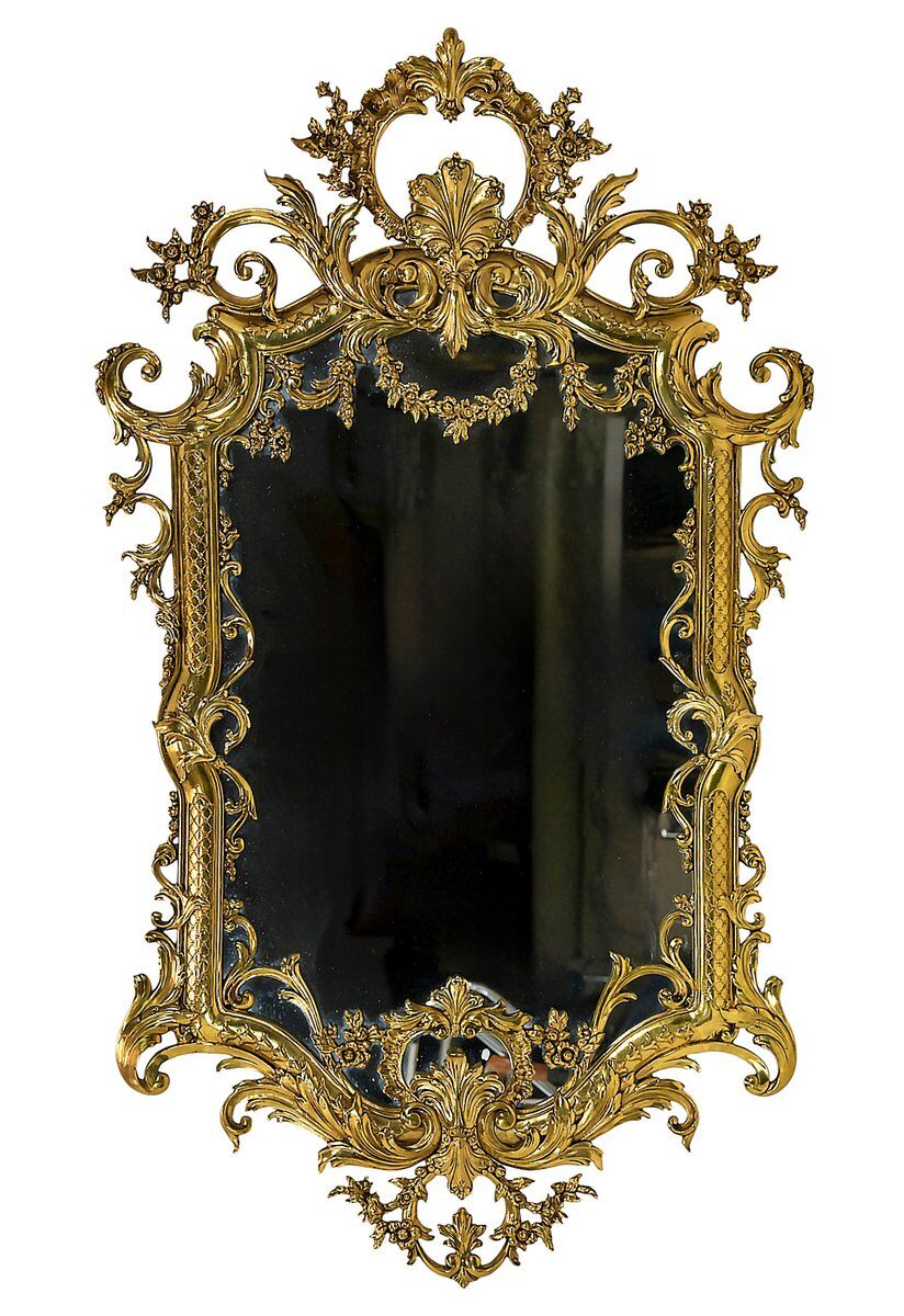 Vintage French brass wall mirror, 1960s
