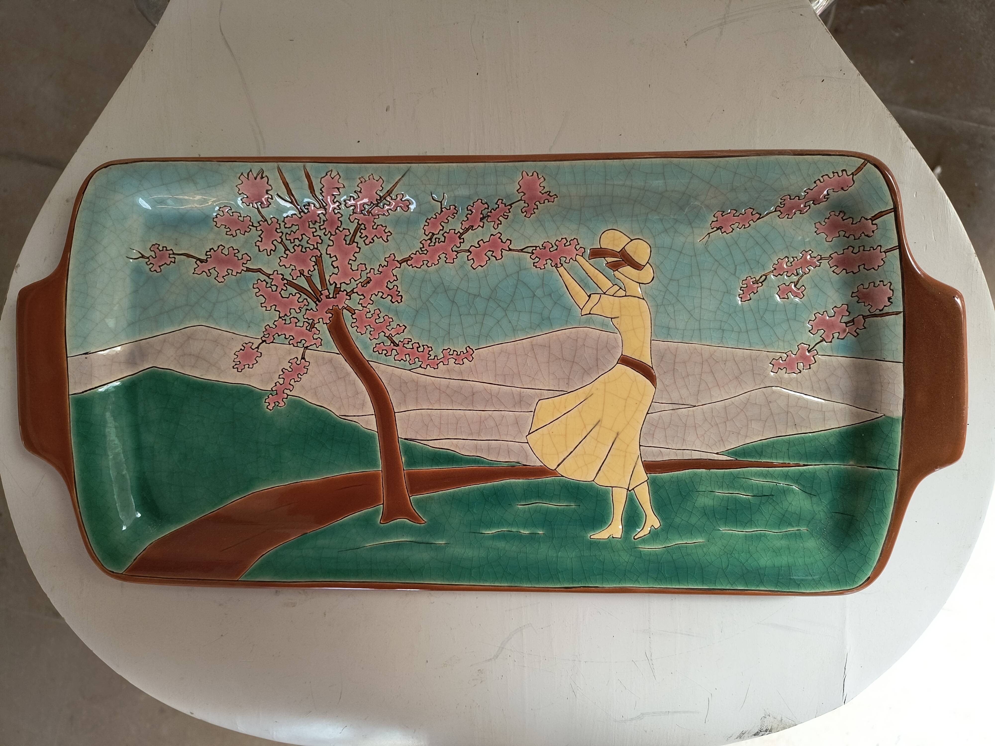 Longwy enamel plate art deco design