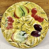 assiette montée plat à gâteaux fruits barbotine Sarreguemines