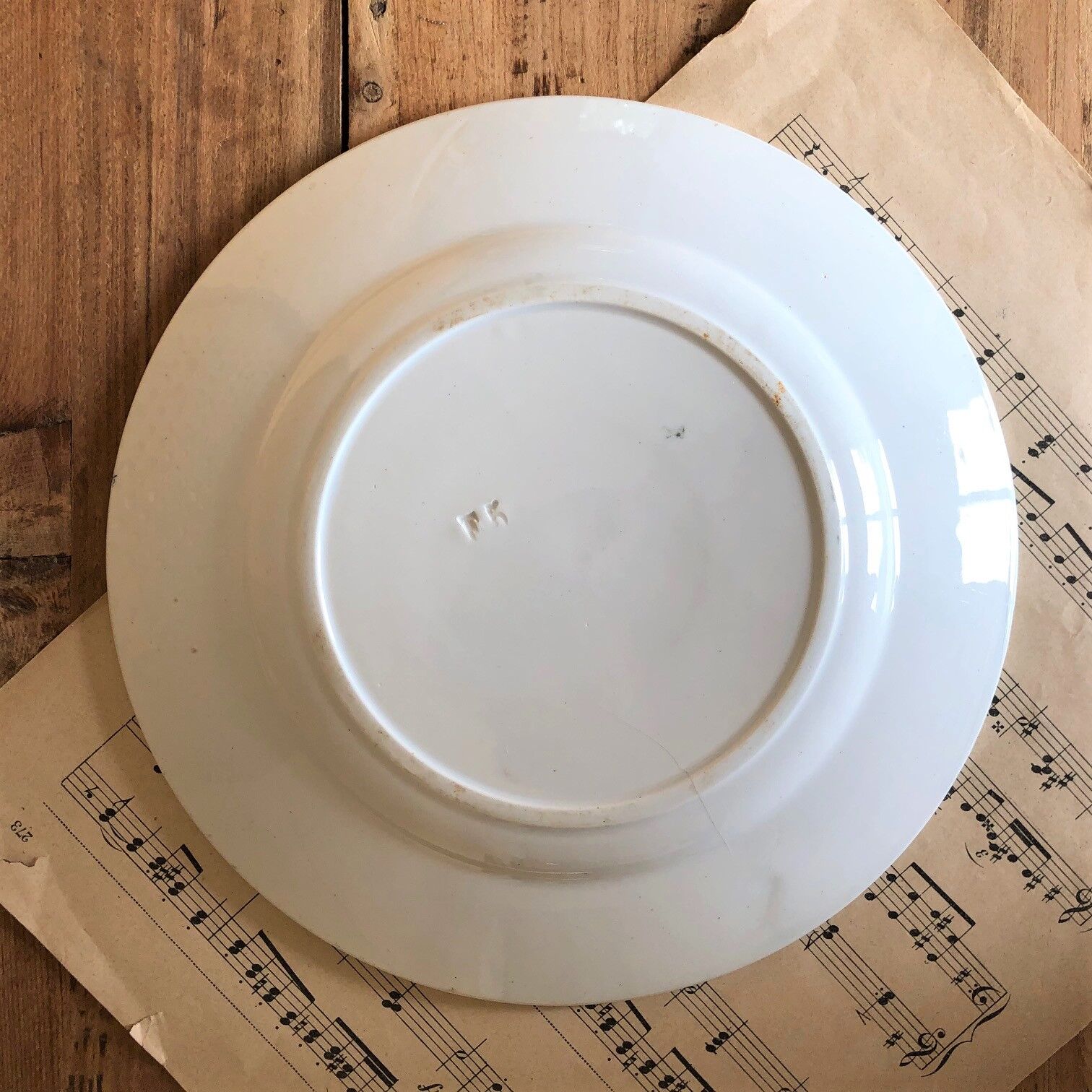 Old plate - white and blue floral decoration
