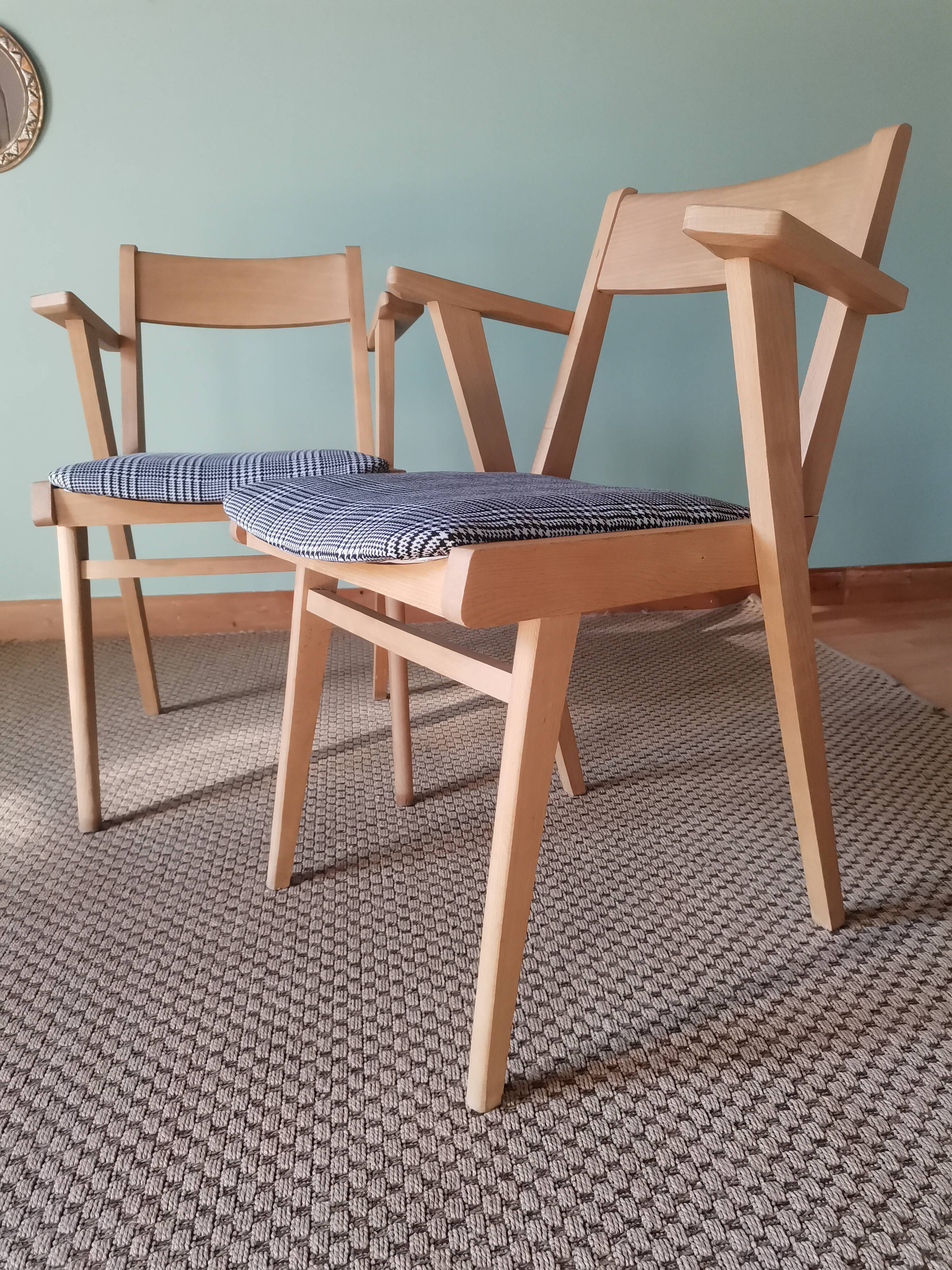 Scandinavian armchairs with tapered legs