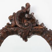 Rococo Style Carved Wooden Mirror with Cartouche-Shaped Glass, Italy