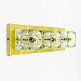 Large Crystal Glass & Brass Wall Lights - Peill & Putzler, Germany, 1970s
