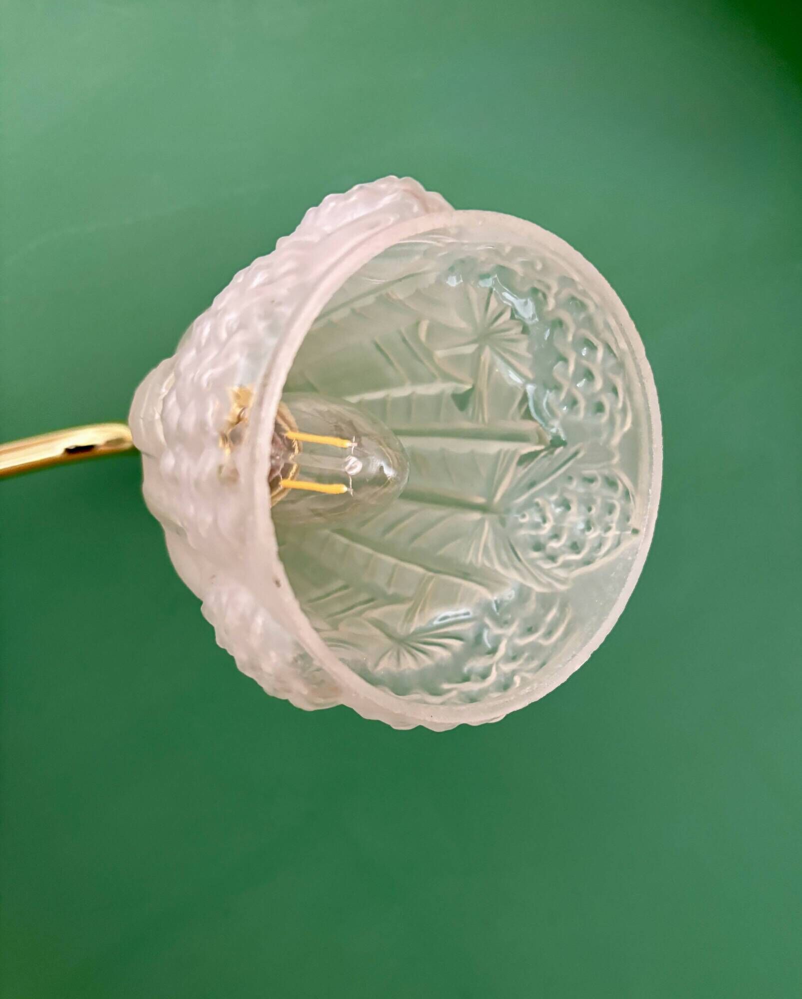 Curved tulip vintage Art Deco wall light in frosted glass
