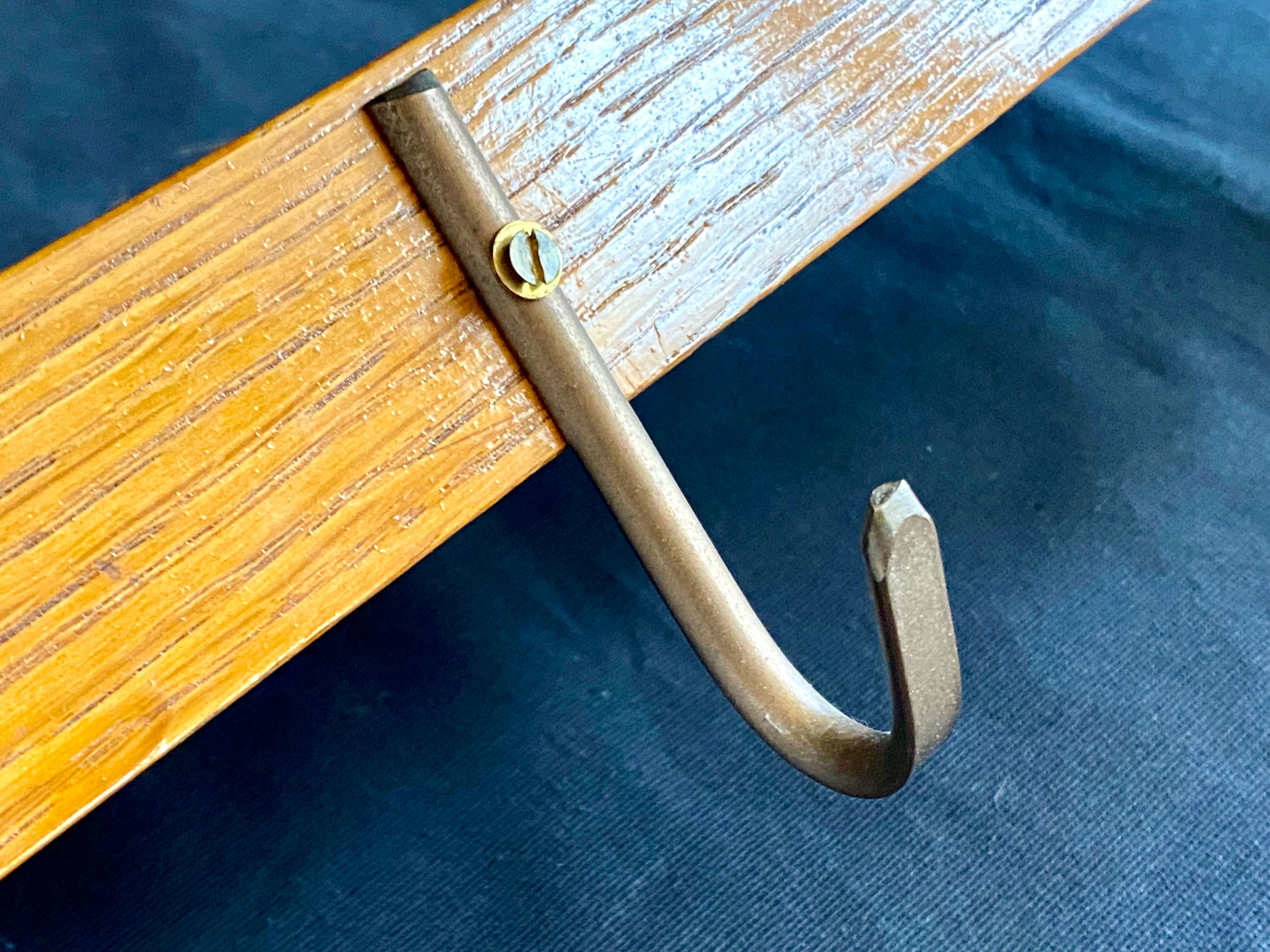 Kitchen shelf French artisanal work vintage 60s solid oak and copper