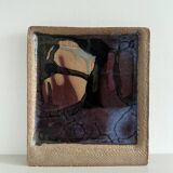 Square trinket dish in glazed ceramic, signed by F. Baudet, France 1970