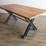 Industrial style dining table wood and metal
