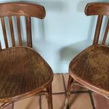 Set of 2 vintage wooden bistro chairs