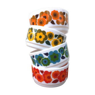 Set of 4 large Lotus Arcopal ramekins