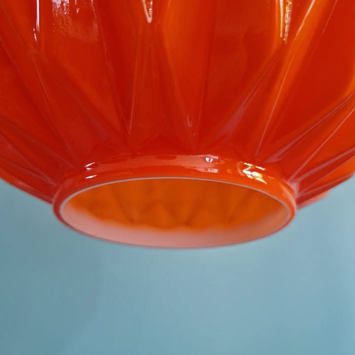 Vintage suspension in orange opaline, 1970