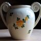 Small double-handled vase in French earthenware – Hand-painted floral decoration