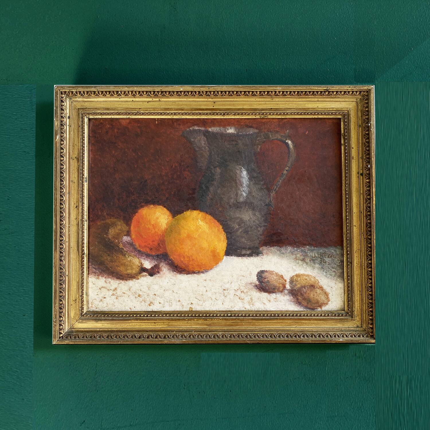 Painting 1934 "the jug with fruit" signed j.uteza