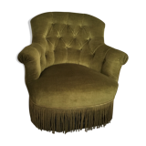 Old chair padded green velvet