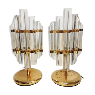 Pair of paolo Venini glass table lamps. 1970s.