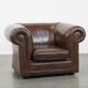 Large, Dark Cowhide Leather Chesterfield Armchair