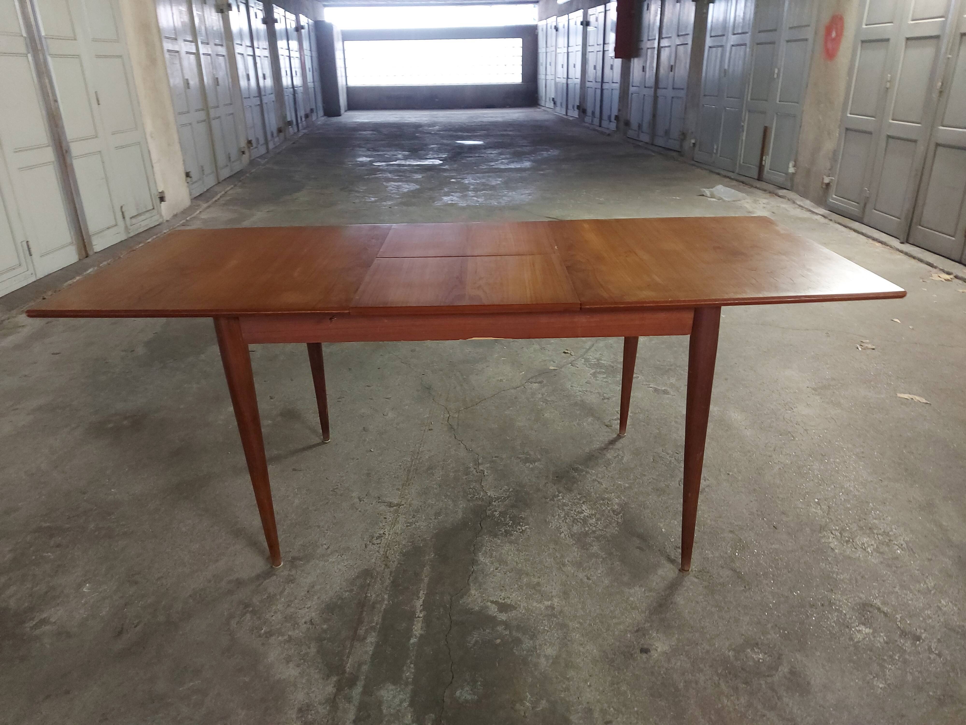 Scandinavian teak table with built-in extension
