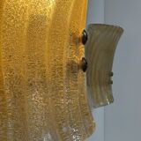 Pair of vintage Murano glass wall lights, pressed moulded, Italy, 1980.