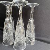 Champagne flutes, cut crystal, bohemian