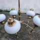 Brass opaline chandelier 1950