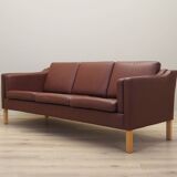 Brown leather sofa, Danish design, 1970s, production: Denmark