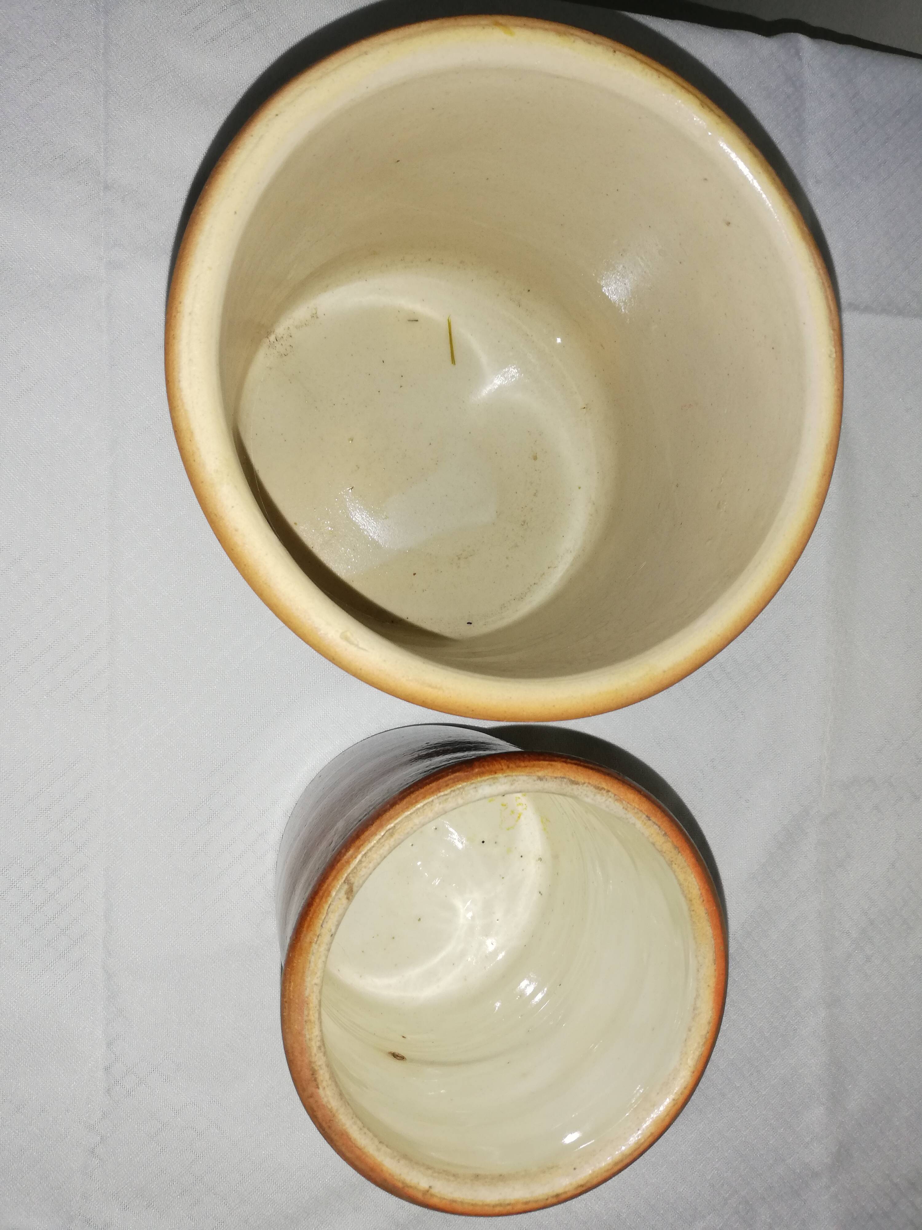 Duo of old stoneware pots