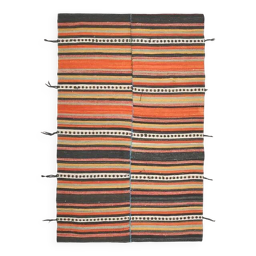 Tapis vintage turc Oushak fait à la main en laine et coton orange 147x229