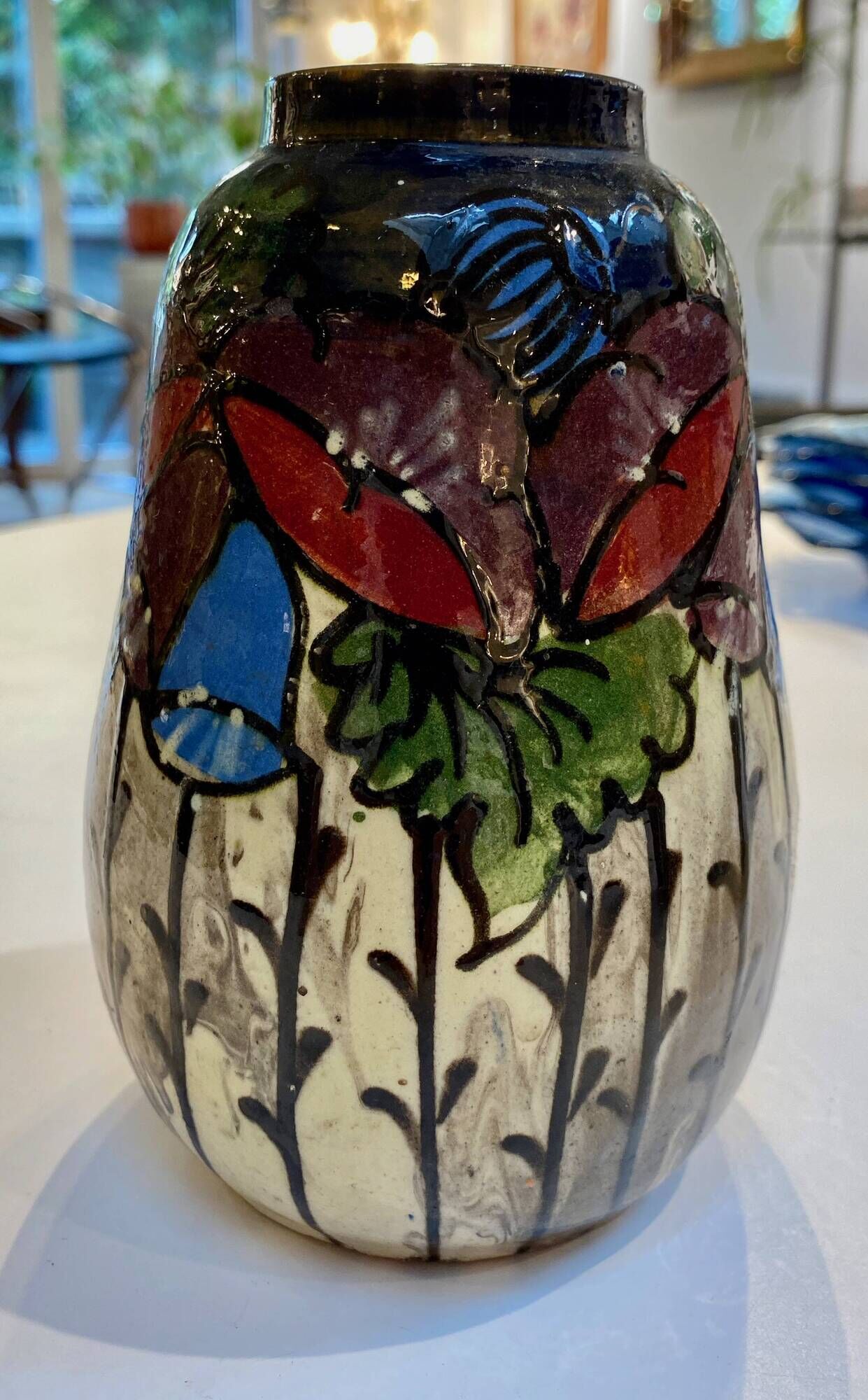 Art Deco Vase Hand-Painted – Carl Gebauer (Bürgel Germany, c. 1920-1930)