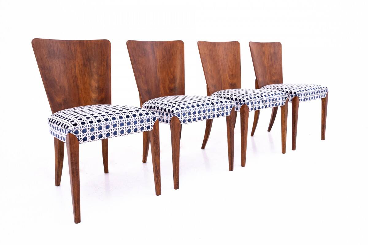 A set of chairs designed by J. Halabala, Czechoslovakia, 1930s. After renovation.