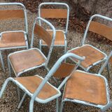 Lot of 6 sky blue Tolix chairs