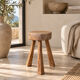 Tabouret tripode en orme massif 1960