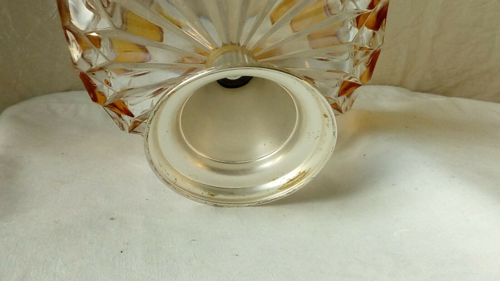 Coupe en cristal pied douche en metal argente