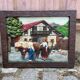 Wooden bas-relief panel, carved and painted