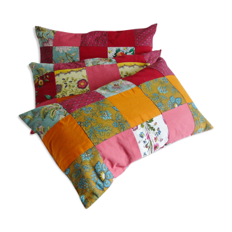 Lot of three rectangular cushions vintage patchwork