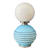 Vintage table lamp in blue and white opaline.