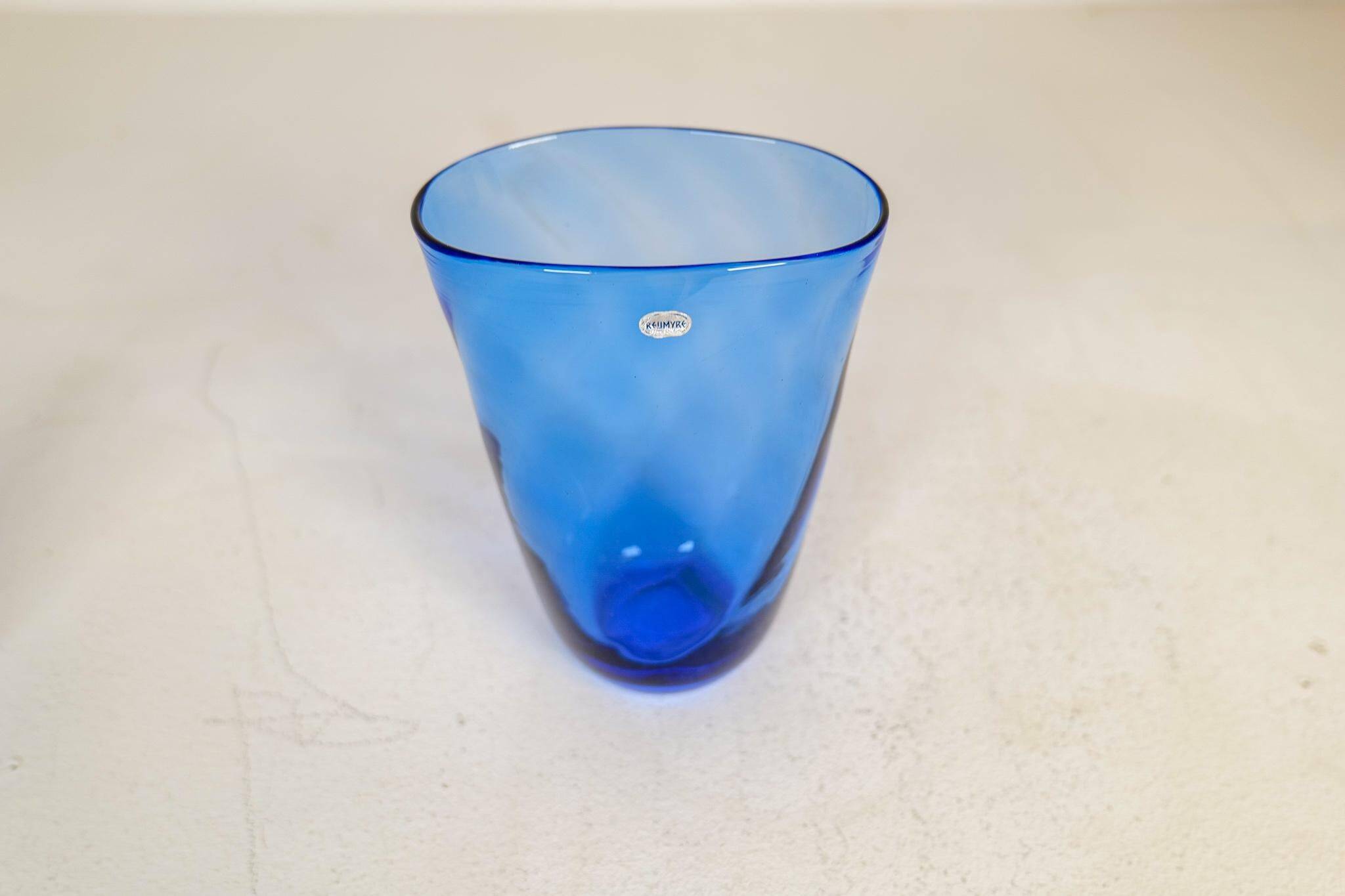 Art Deco Set of 6 Sculpted Glass Vases Handmade Reijmyre, Sweden, 1930s