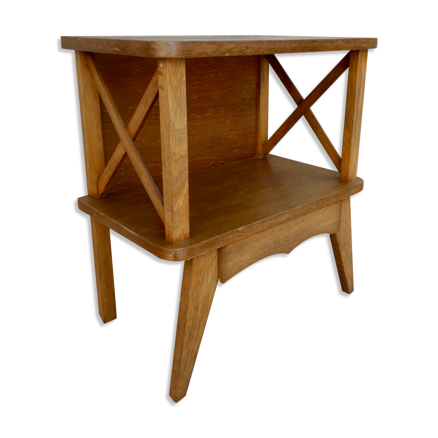 Bedside compass feet in light wood, 60s