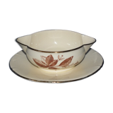 Gien earthenware saucière decorated with foliage