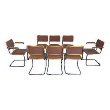 Set of 8 Vintage Cesca Chairs by Bene Austria, Mid Century Chrome Dining Ch