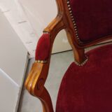Old armchair style Louis Philippe velvet wood