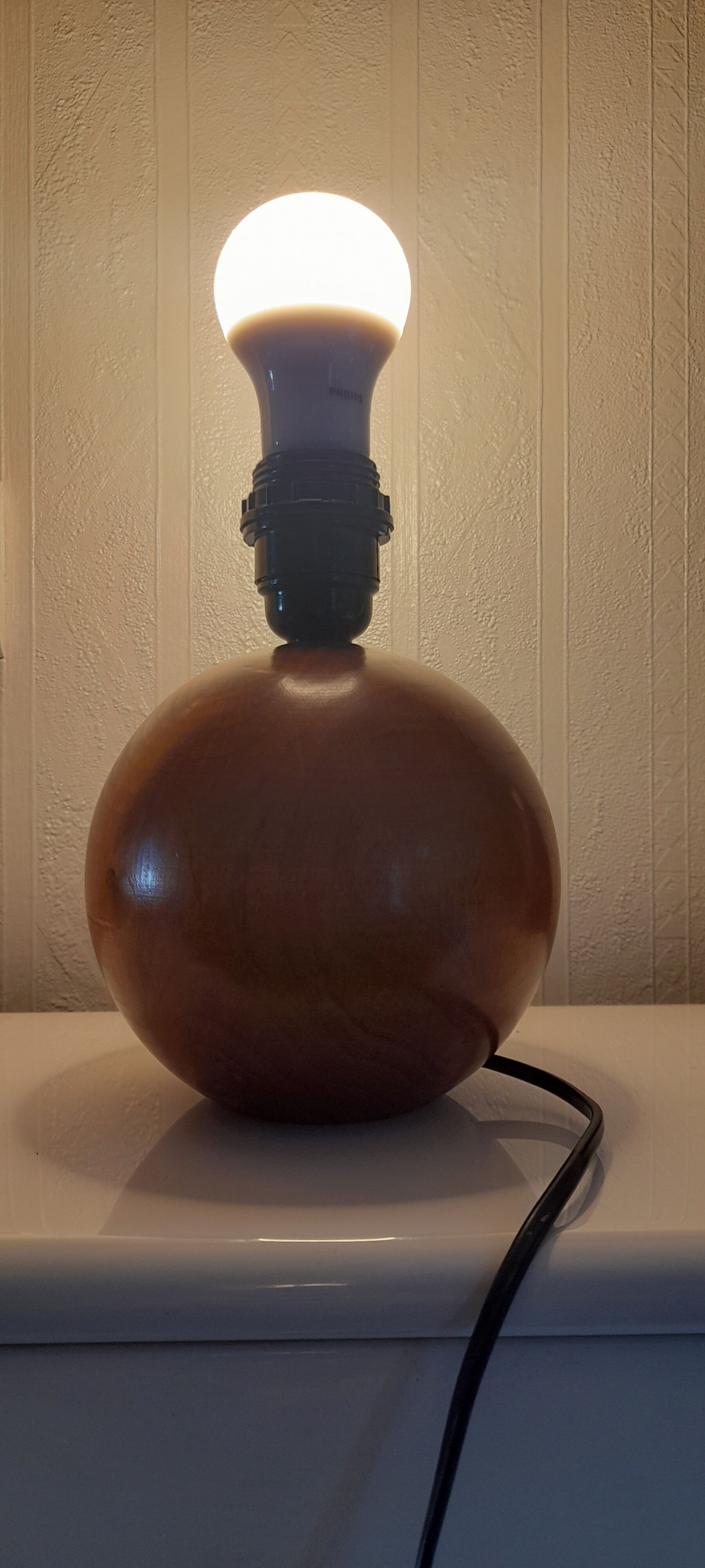 Ball / round solid wood lamp base - 70s