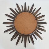 Sunburst mirror vintage 1960 in golden copper metal 50s brutalist 1960s