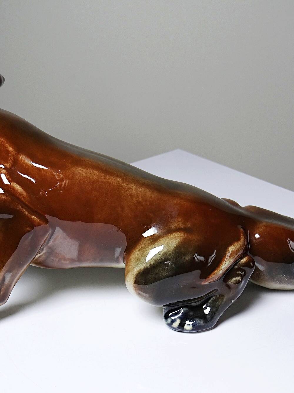 Large ceramic fox from St Clément, after Kraner, 1930s-50s.