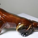 Large ceramic fox from St Clément, after Kraner, 1930s-50s.