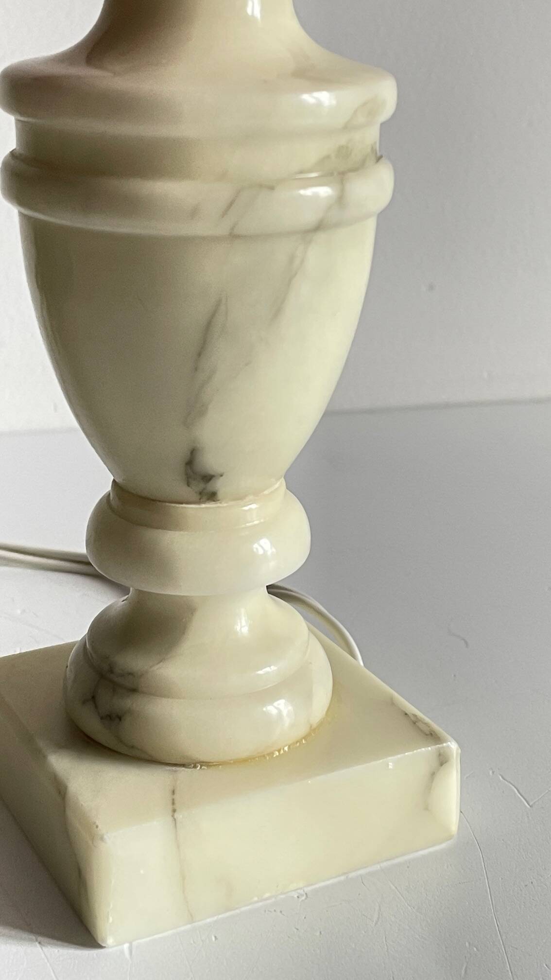 Vintage marble and fuchsia fabric lamp