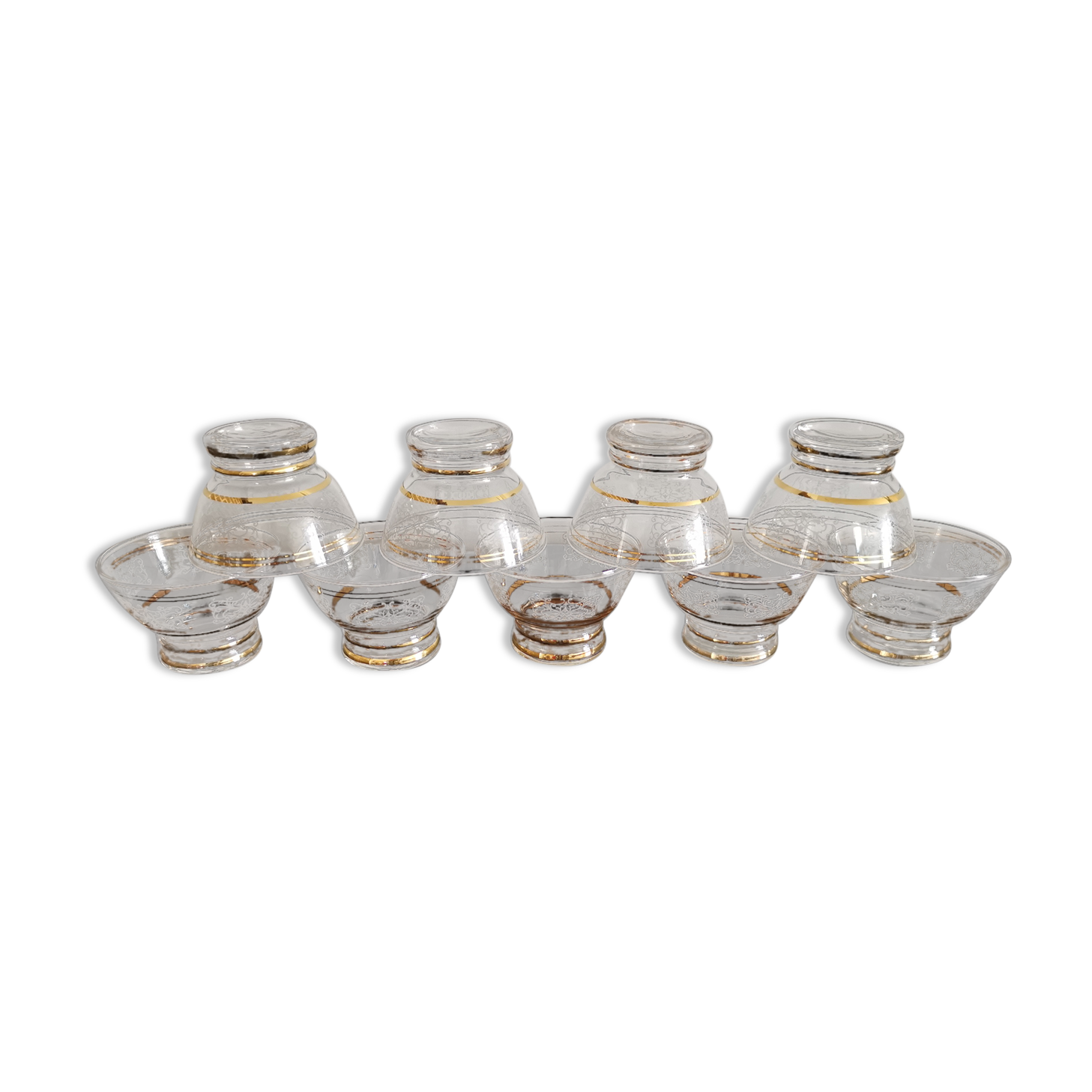 9 champagne glass cups 50s/60s