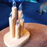 Vintage Swedish pine electric candelabra, 70s/80s