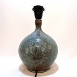 Vintage stoneware lamp by Alain Blanchard, 1970s, fern, rope shade